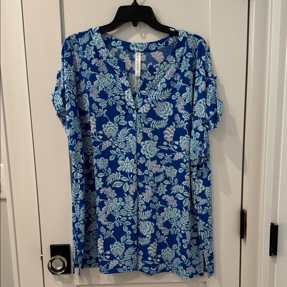 Elegant Floral Blue Women's Blouse